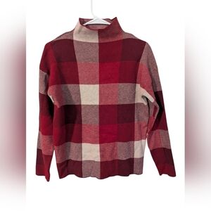 Tahari,Plaid Red and Cream Women's Sweater,Size S